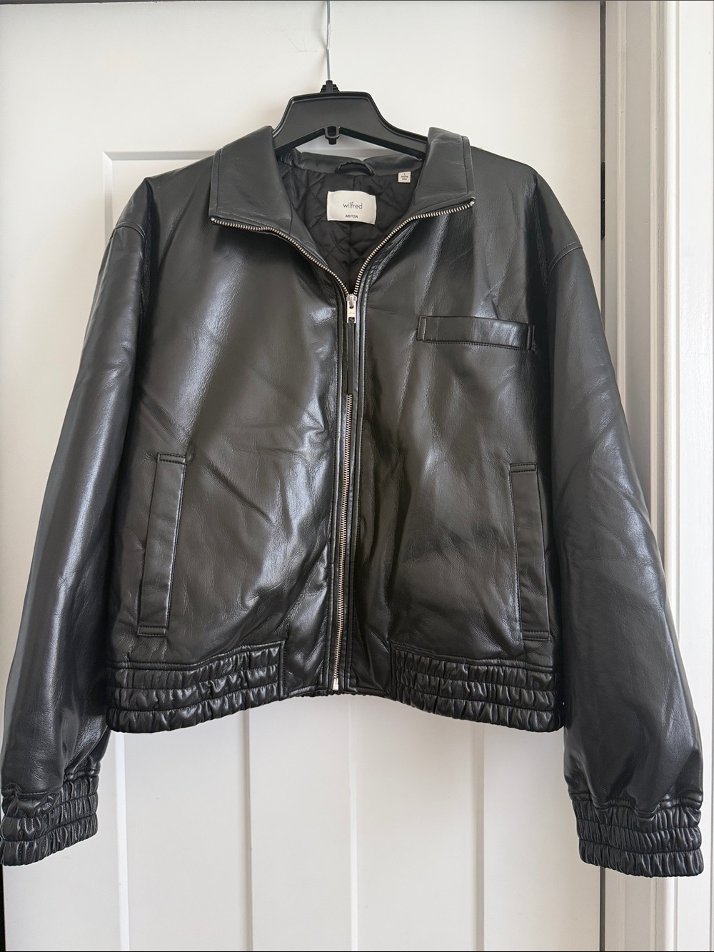Aritzia vegan leather bomber jacket Wilfred
